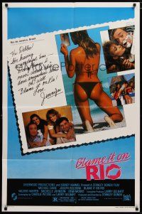 5h107 BLAME IT ON RIO 1sh '84 Demi Moore, Michael Caine, super sexy postcard image!