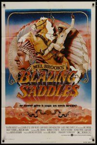 5h108 BLAZING SADDLES 1sh '74 classic Mel Brooks western, art of Cleavon Little by John Alvin!