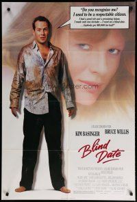 5h110 BLIND DATE 1sh '87 sexy Kim Basinger, down-on-his-luck Bruce Willis, John Larroquette