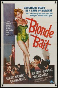 5h112 BLONDE BAIT 1sh R50s full-length sexy smoking bad girl Beverly Michaels is a silken trap!