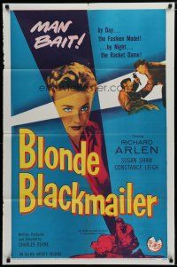 5h113 BLONDE BLACKMAILER 1sh '58 bad girl Susan Shaw's body was the secret to the shakedown!