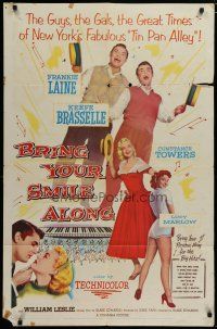 5h136 BRING YOUR SMILE ALONG 1sh '55 sexy Constance Towers & Lucy Marlow, first Blake Edwards!