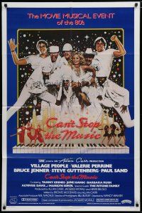 5h154 CAN'T STOP THE MUSIC 1sh '80 great group photo of The Village People & cast in all white!