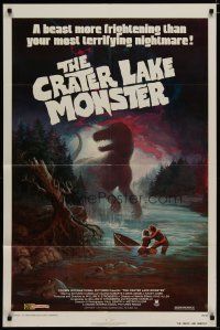 5h204 CRATER LAKE MONSTER 1sh '77 Wil art of the dinosaur more frightening than your nightmares!