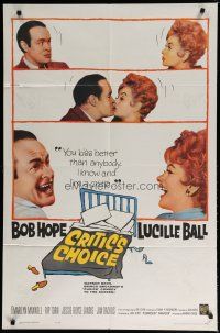 5h210 CRITIC'S CHOICE 1sh '63 Bob Hope kisses Lucille Ball, great images!