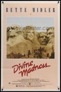 5h243 DIVINE MADNESS style A 1sh '80 wacky image of Bette Midler as part of Mt. Rushmore!