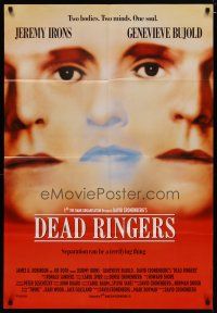 5h224 DEAD RINGERS English 1sh '89 Jeremy Irons & Genevieve Bujold, directed by David Cronenberg!
