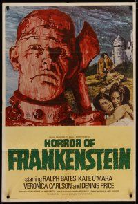 5h432 HORROR OF FRANKENSTEIN English 1sh '71 Hammer horror, close up art of monster with axe!