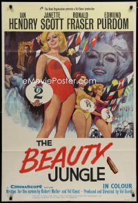5h199 CONTEST GIRL English 1sh '66 art of beauty pageant winner Janette Scott in Beauty Jungle!