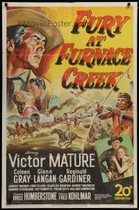 5h343 FURY AT FURNACE CREEK 1sh '48 Victor Mature & Coleen Gray western!