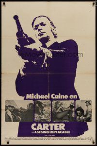 5h352 GET CARTER Spanish/U.S. 1sh '71 cool image of Michael Caine holding shotgun!