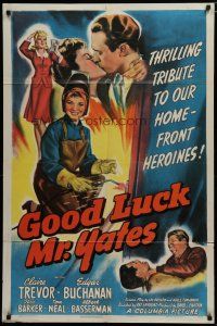 5h369 GOOD LUCK MR YATES 1sh '43 Claire Trevor, Edgar Buchanan, cool art of female welder!