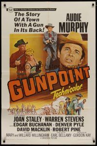5h392 GUNPOINT 1sh '66 Audie Murphy in the story of a town with a gun in its back!