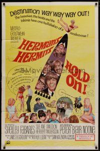 5h426 HOLD ON 1sh '66 rock & roll, great image of Herman's Hermits, Shelley Fabares!