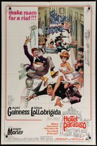 5h435 HOTEL PARADISO 1sh '66 wacky Frank Frazetta art of Alec Guinness & sexy Gina Lollobrigida!