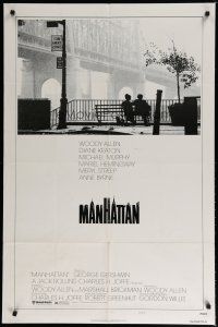 5h559 MANHATTAN style B 1sh '79 Woody Allen & Diane Keaton in New York City by bridge!