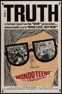5h585 MONDO TEENO 1sh '67 truth about the NOW generation, make love-not war, Teenage Rebellion!