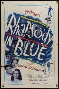 5h737 RHAPSODY IN BLUE 1sh '45 Robert Alda as George Gershwin, Al Jolson pictured!