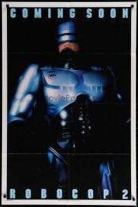 5h751 ROBOCOP 2 teaser DS 1sh '90 cyborg policeman Peter Weller, Nancy Allen, sci-fi sequel!
