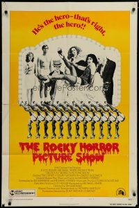 5h753 ROCKY HORROR PICTURE SHOW style B 1sh '75 wacky image of 