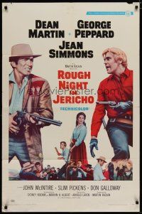 5h763 ROUGH NIGHT IN JERICHO style A 1sh '67 Dean Martin & George Peppard with guns drawn!