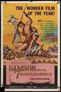 5h771 SAMSON & THE 7 MIRACLES OF THE WORLD 1sh '62 Maciste Alla Corte Del Gran Khan, sexy art!