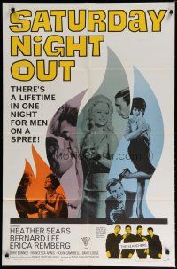 5h777 SATURDAY NIGHT OUT 1sh '64 there's a lifetime in one night for men on a spree!