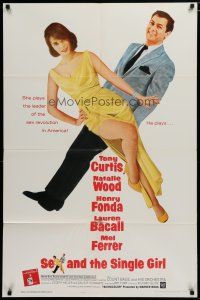 5h792 SEX & THE SINGLE GIRL 1sh '65 great full-length image of Tony Curtis & sexiest Natalie Wood!