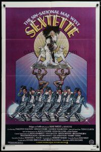 5h794 SEXTETTE 1sh '79 art of ageless Mae West w/dancers & dogs by Drew Struzan!