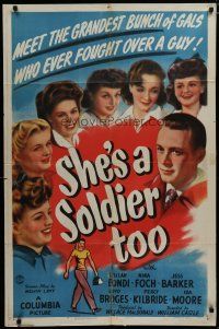 5h797 SHE'S A SOLDIER TOO 1sh '44 Beulah Bondi, Nina Foch, Jess Barker, Lloyd Bridges!