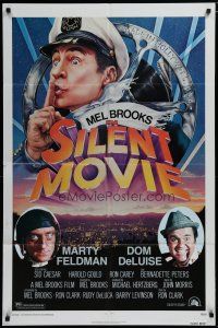 5h801 SILENT MOVIE 1sh '76 Marty Feldman, Dom DeLuise, art of Mel Brooks by John Alvin!