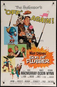 5h821 SON OF FLUBBER style A 1sh '63 Walt Disney, art of absent-minded professor Fred MacMurray!