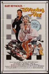 5h851 STROKER ACE 1sh '83 car racing art of Burt Reynolds & sexy Loni Anderson by Drew Struzan!