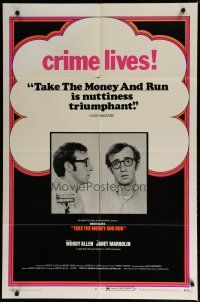 5h866 TAKE THE MONEY & RUN 1sh '69 wacky Woody Allen mugshot in classic mockumentary!