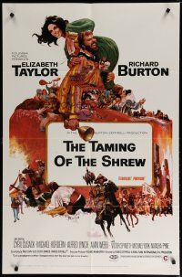 5h868 TAMING OF THE SHREW 1sh '67 Howard Terpning art of Elizabeth Taylor & Richard Burton!
