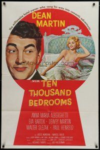 5h874 TEN THOUSAND BEDROOMS style D 1sh '57 art of Dean Martin & sexy Anna Maria Alberghetti in bed