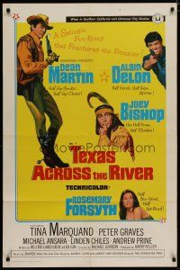 5h880 TEXAS ACROSS THE RIVER 1sh '66 cowboy Dean Martin, Alain Delon & Indian Joey Bishop!