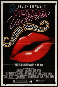 5h940 VICTOR VICTORIA 1sh '82 Julie Andrews, Blake Edwards, cool lips & mustache art by John Alvin
