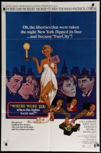 5h964 WHERE WERE YOU WHEN THE LIGHTS WENT OUT style A 1sh '68 Doris Day, Robert Morse, Terry-Thomas