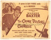 5j075 CRIME DOCTOR'S GAMBLE TC '47 great image of detective Warner Baxter pointing gun!