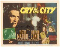 5j078 CRY OF THE CITY TC '48 Siodmak film noir, Victor Mature, Richard Conte & Shelley Winters!