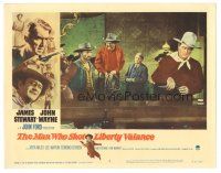 5j011 MAN WHO SHOT LIBERTY VALANCE LC #6 '62 Lee Van Cleef & Strother Martin glare at John Wayne!