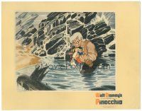 5j743 PINOCCHIO LC '40 Disney classic cartoon, close up with Gepetto carrying him in water!