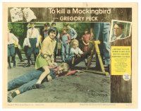 5j007 TO KILL A MOCKINGBIRD LC #7 '62 Mary Badham as Scout pins boy on schoolyard playground!