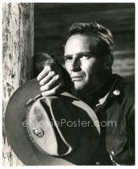 5k122 55 DAYS AT PEKING 8x10.25 still '63 pensive portrait of Charlton Heston by Antonio Luengo!