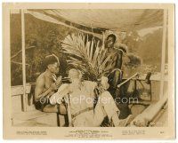 5k132 AFRICAN QUEEN 8x10 still '52 Humphrey Bogart relaxing on boat with two native men!