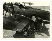 5k134 AIRMAIL MYSTERY 8x10.25 still '32 man with rifle holds pilot on ground by airplane!