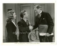5k168 BABES ON BROADWAY 8x10 still '41 Judy Garland watches Mickey Rooney shake hands with guy!