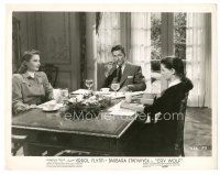 5k287 CRY WOLF 8x10.25 still '47 Errol Flynn at table with Barbara Stanwyck & Geraldine Brooks!