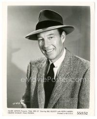 5k306 DIAL RED O 8x10 still '55 great smiling portrait of Bill Elliott wearing suit & hat!
